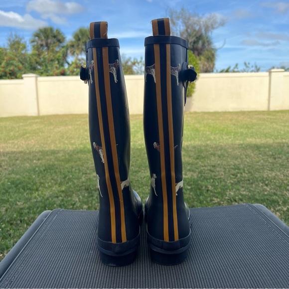Joules Printed Navy Adjustable Tall Waterproof Wellies Rain Boots Dogs Size 10 - Picture 8 of 13